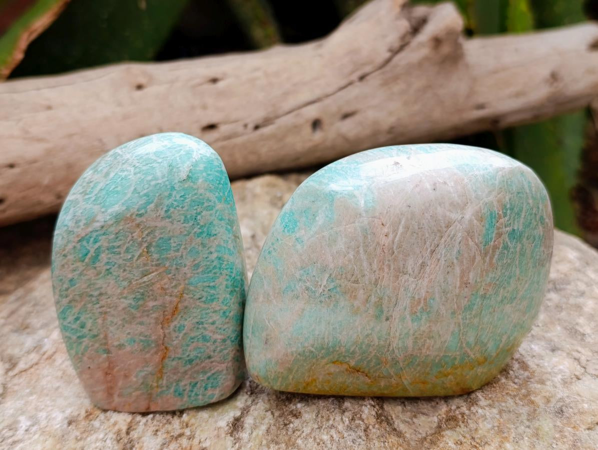 Polished Amazonite Palm Stones x 6 From Zimbabwe
