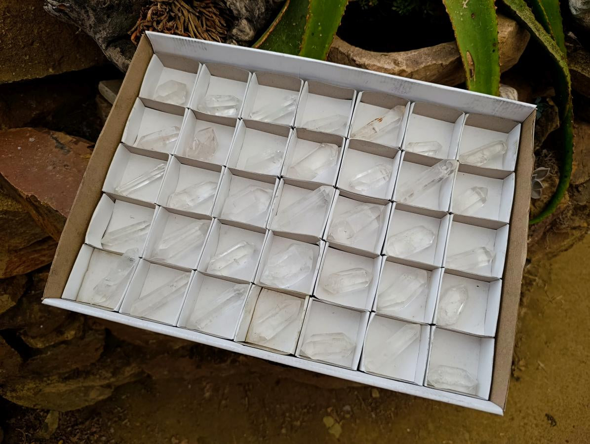 Polished Small Double Terminated Clear Quartz Crystals x 35 From Madagascar