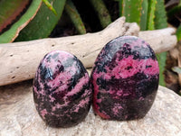 Polished Pink Rhodonite Standing Free Forms x 6 From Madagascar