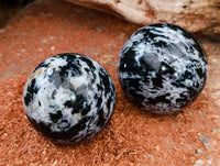 Polished Gabbro 'Merlinite' Spheres x 2 From Madagascar