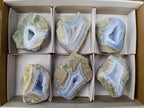 Polished On One Side Blue Lace Agate Geodes x 6 From Nsanje, Malawi - Toprock Gemstones and Minerals 