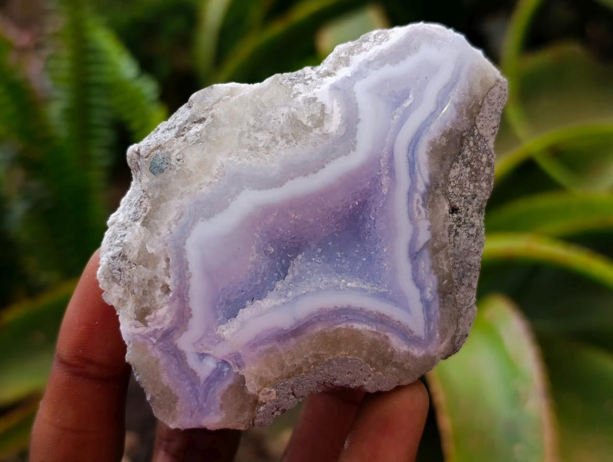 Polished On One Side Blue Lace Agate Geodes x 6 From Nsanje, Malawi - Toprock Gemstones and Minerals 