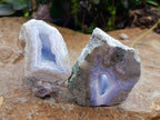 Polished On One Side Blue Lace Agate Geodes x 6 From Nsanje, Malawi - Toprock Gemstones and Minerals 