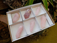Polished Double Terminated Rose Quartz Crystals x 6 From Madagascar