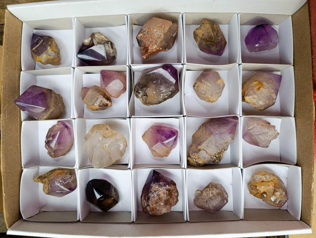 Polished Window Amethyst Crystals x 21 From Ambatondrazaka, Madagascar