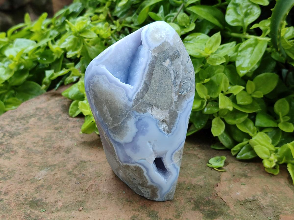 Polished Blue Lace Agate Standing Free Form x 1 From Nsanje, Malawi