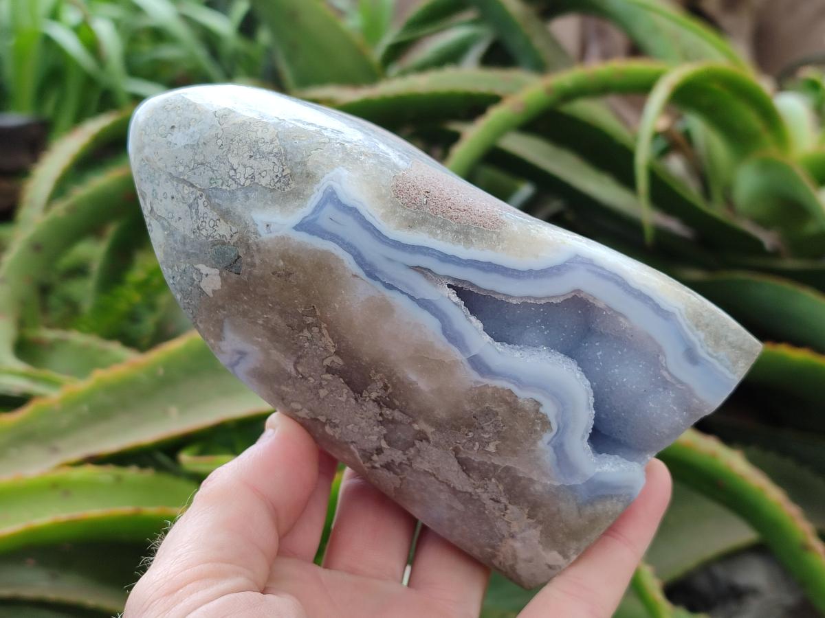 Polished Blue Lace Agate Standing Free Form x 1 From Nsanje, Malawi