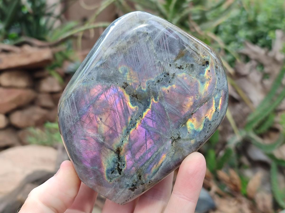 Polished Purple Flash Labradorite Standing Free Forms x 2 From Tulear, Madagascar - Toprock Gemstones and Minerals 