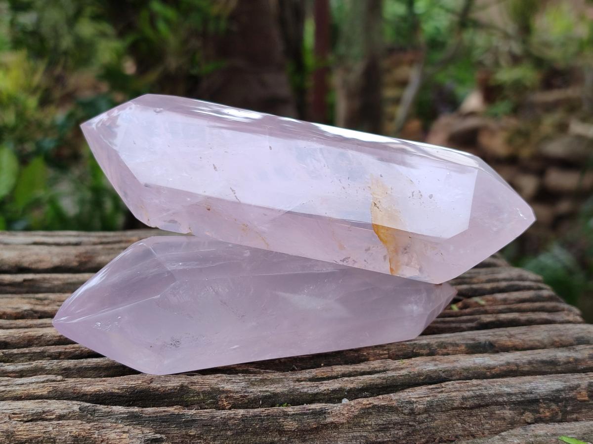 Polished Double Terminated Rose Quartz Crystals x 6 From Madagascar