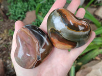 Polished Polychrome Jasper Hearts x 6 From NW Coast, Madagascar