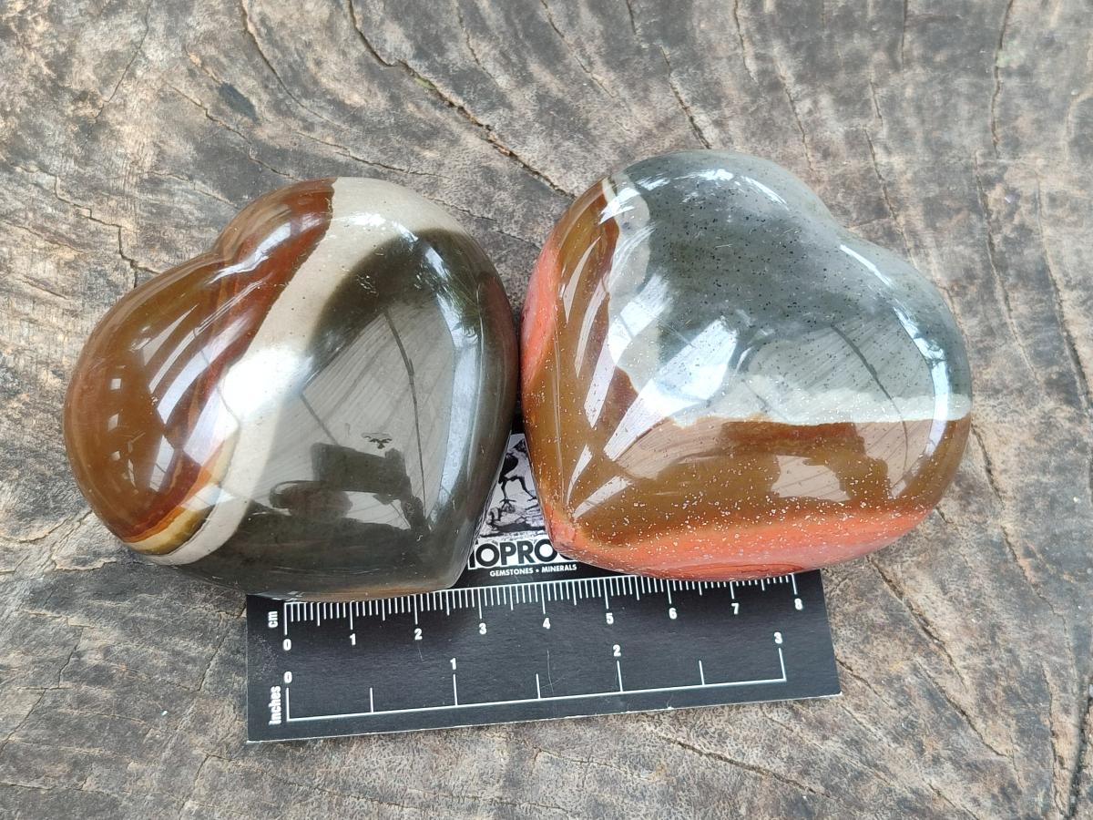 Polished Polychrome Jasper Hearts x 6 From NW Coast, Madagascar
