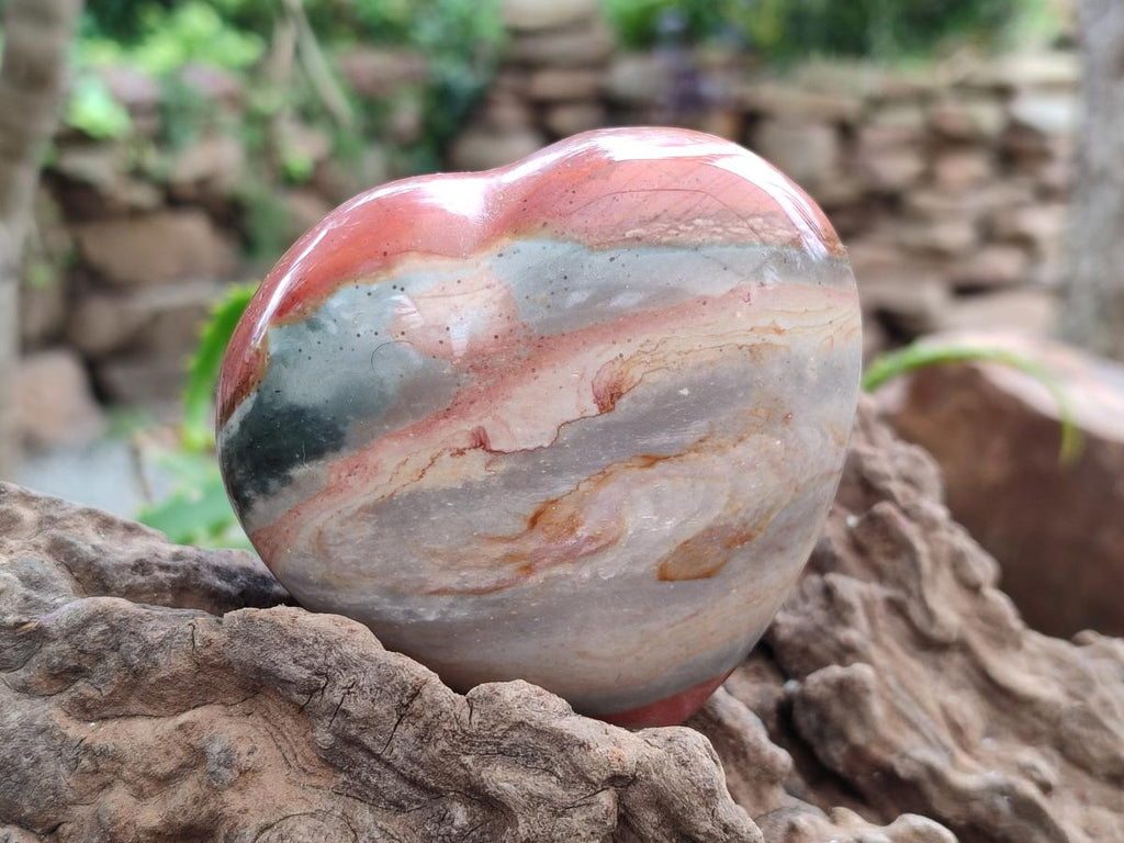 Polished Polychrome Jasper Hearts x 6 From NW Coast, Madagascar