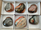 Polished Polychrome Jasper Hearts x 6 From NW Coast, Madagascar