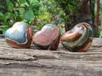Polished Polychrome Jasper Hearts x 6 From NW Coast, Madagascar