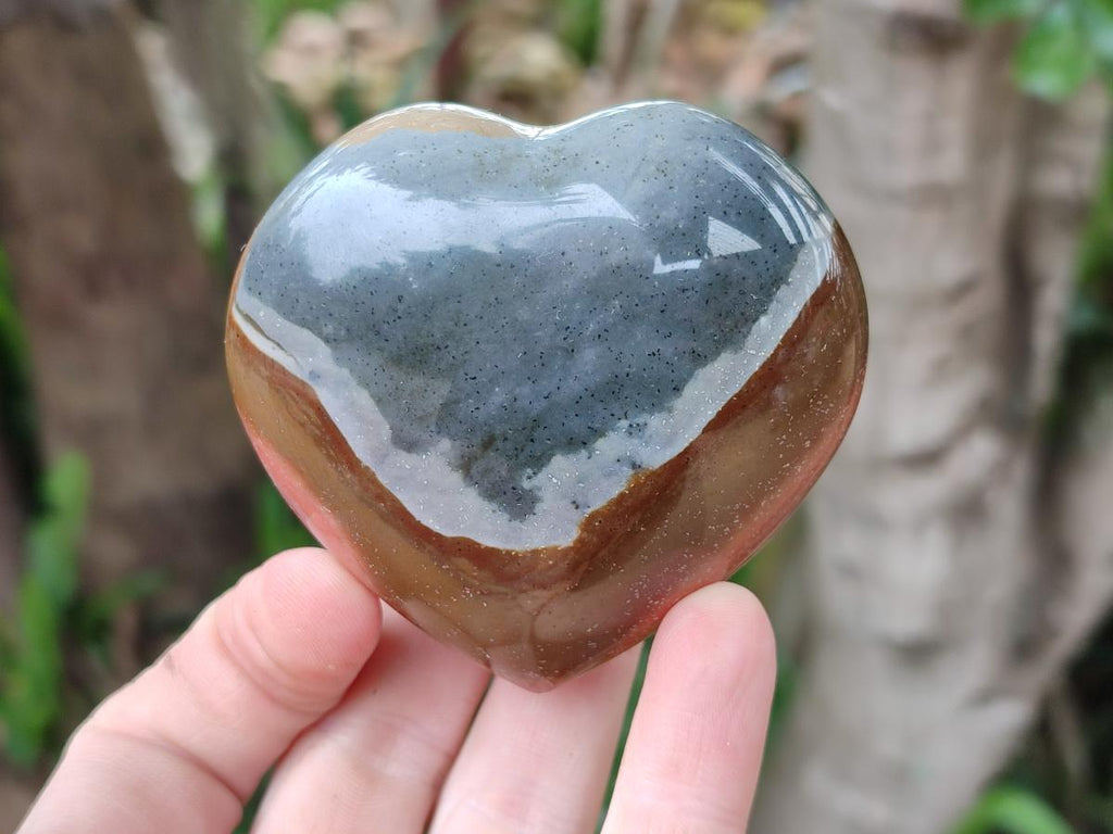 Polished Polychrome Jasper Hearts x 6 From NW Coast, Madagascar