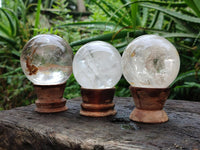 Polished Clear Quartz Crystal Balls x 4 From Madagascar