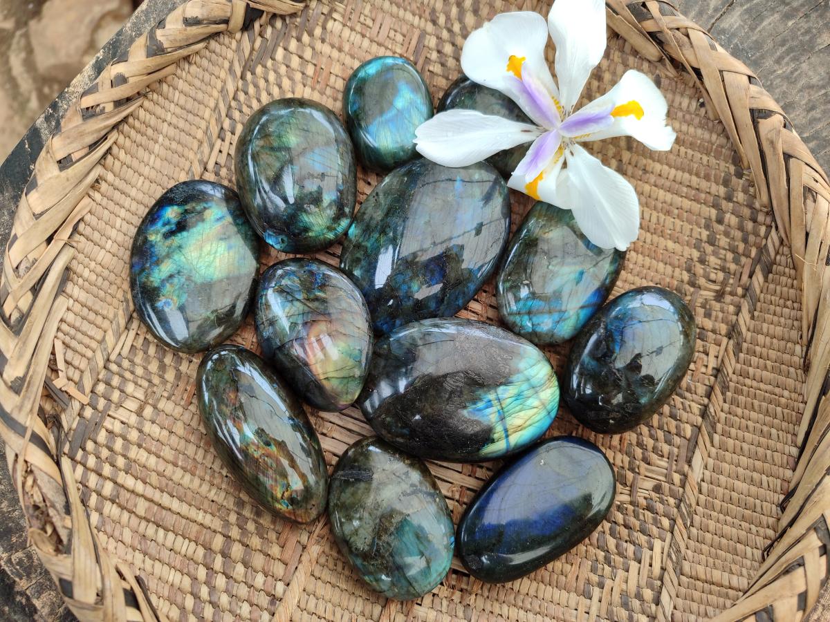 Polished Labradorite Galets x 12 From Tulear, Madagascar - Toprock Gemstones and Minerals 