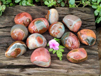 Polished On One Side Polychrome Jasper Nodules x 12 From NW Coast, Madagascar