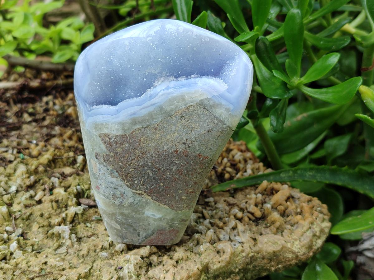 Polished Blue Lace Agate Standing Free Forms x 2 From Nsanje, Malawi