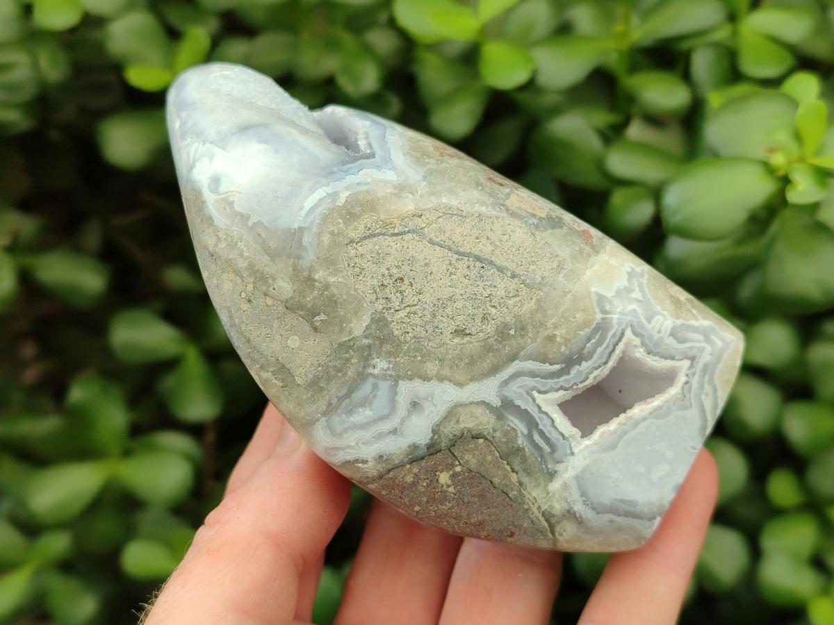 Polished Blue Lace Agate Standing Free Forms x 2 From Nsanje, Malawi