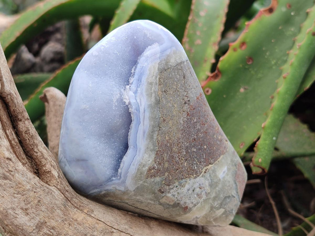 Polished Blue Lace Agate Standing Free Forms x 2 From Nsanje, Malawi