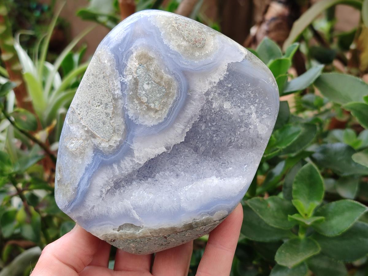 Polished Blue Lace Agate Standing Free Forms x 2 From Nsanje, Malawi