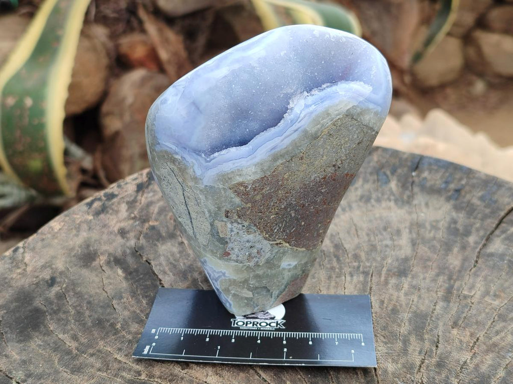 Polished Blue Lace Agate Standing Free Forms x 2 From Nsanje, Malawi
