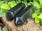 Polished Black Basalt Points x 7 From Madagascar