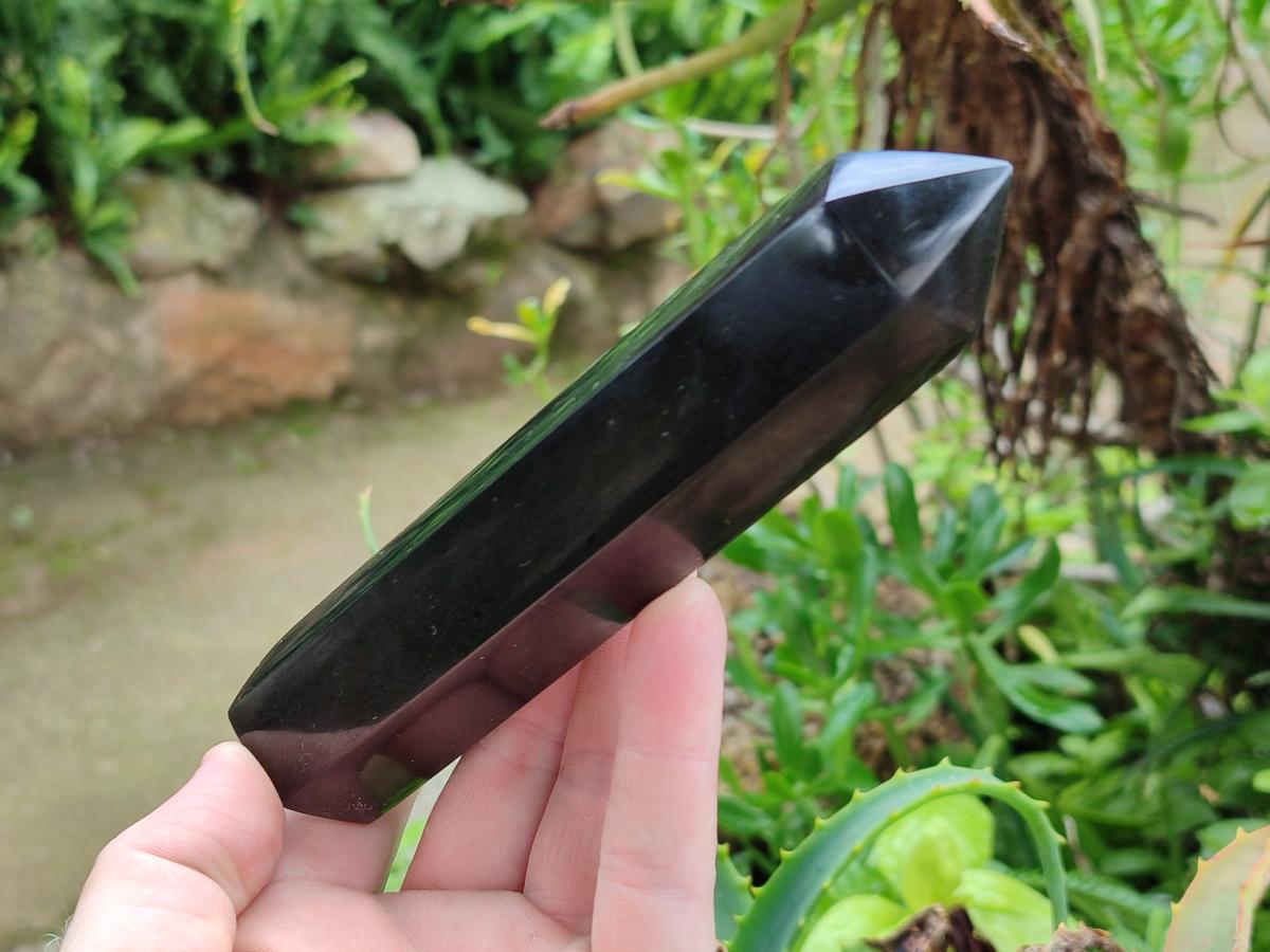 Polished Black Basalt Points x 7 From Madagascar