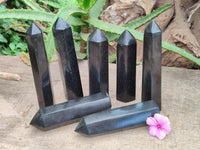 Polished Black Basalt Points x 7 From Madagascar