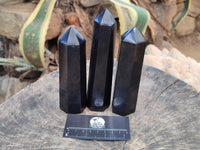 Polished Black Basalt Points x 7 From Madagascar