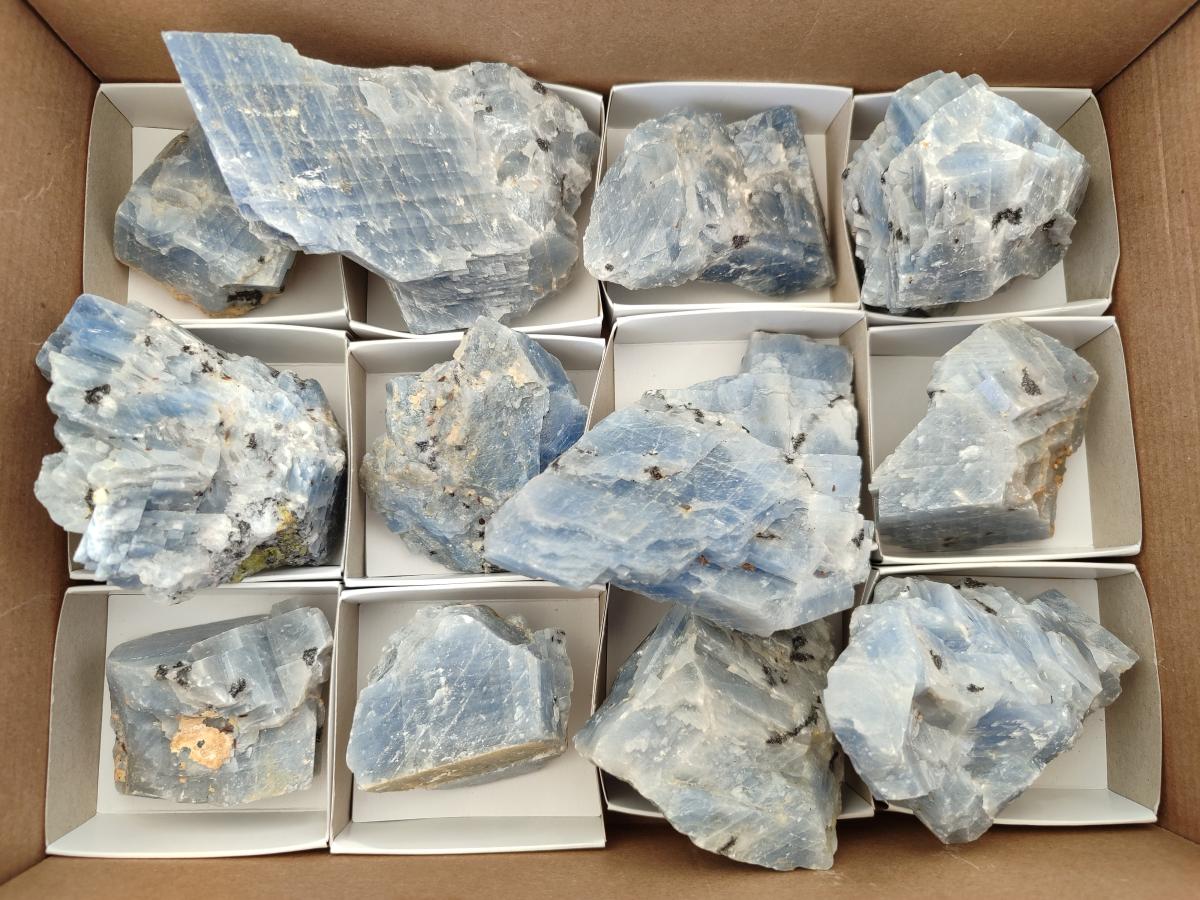Natural Sky Blue Calcite Specimens x 12 From Namibia - Toprock Gemstones and Minerals 