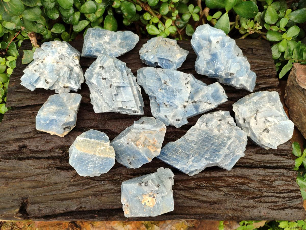 Natural Sky Blue Calcite Specimens x 12 From Namibia - Toprock Gemstones and Minerals 