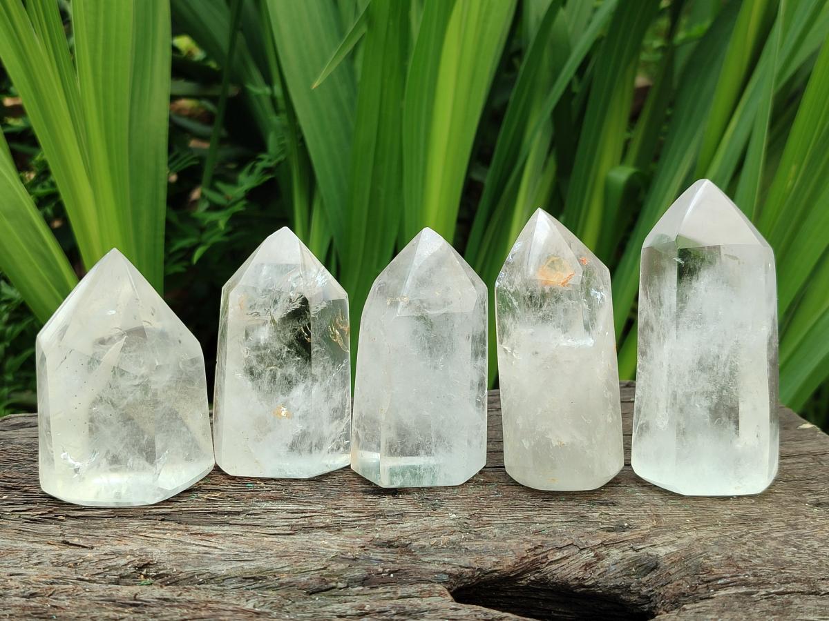 Polished Smokey and Clear Window Quartz Crystals x 12 From Madagascar