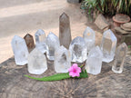 Polished Smokey and Clear Window Quartz Crystals x 12 From Madagascar