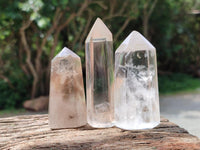 Polished Smokey and Clear Window Quartz Crystals x 12 From Madagascar