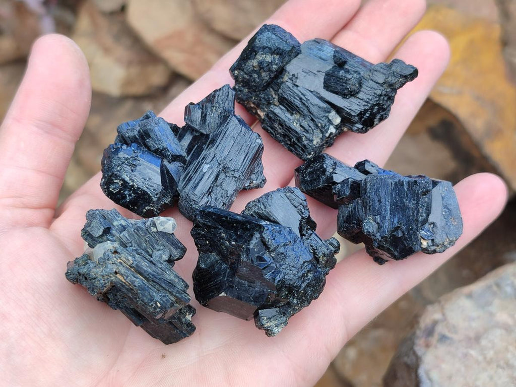 Natural Schorl Black Tourmaline Specimens x 27 From Erongo, Namibia