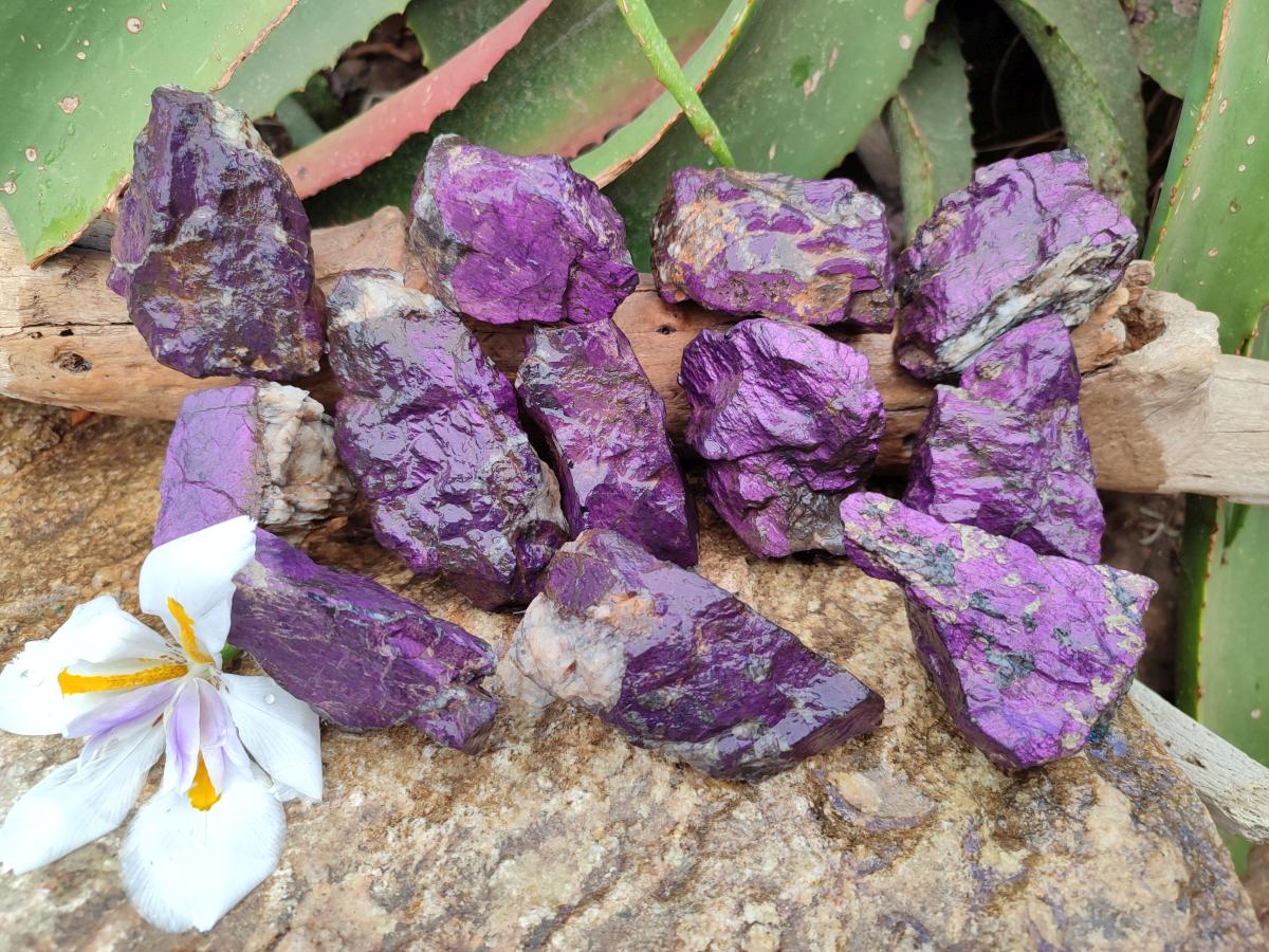 Natural Metallic Purpurite Specimens x 12 From Erongo, Namibia