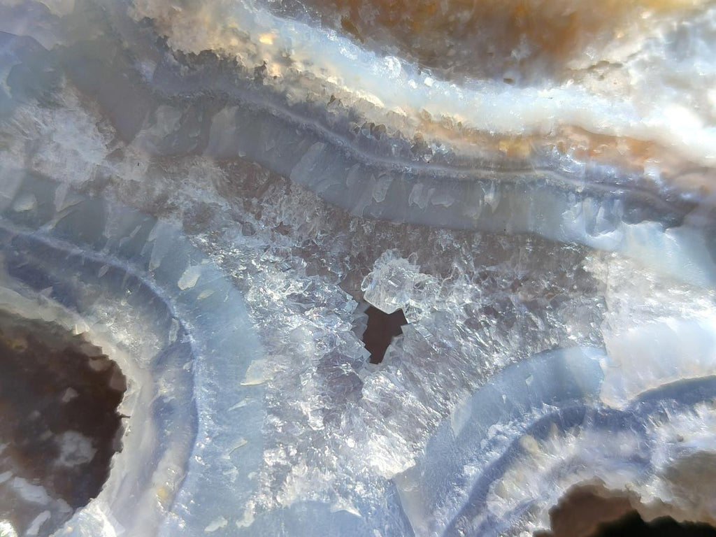 Natural Large Etched Blue Chalcedony Geode Specimens x 2 From Nsanje, Malawi - Toprock Gemstones and Minerals 