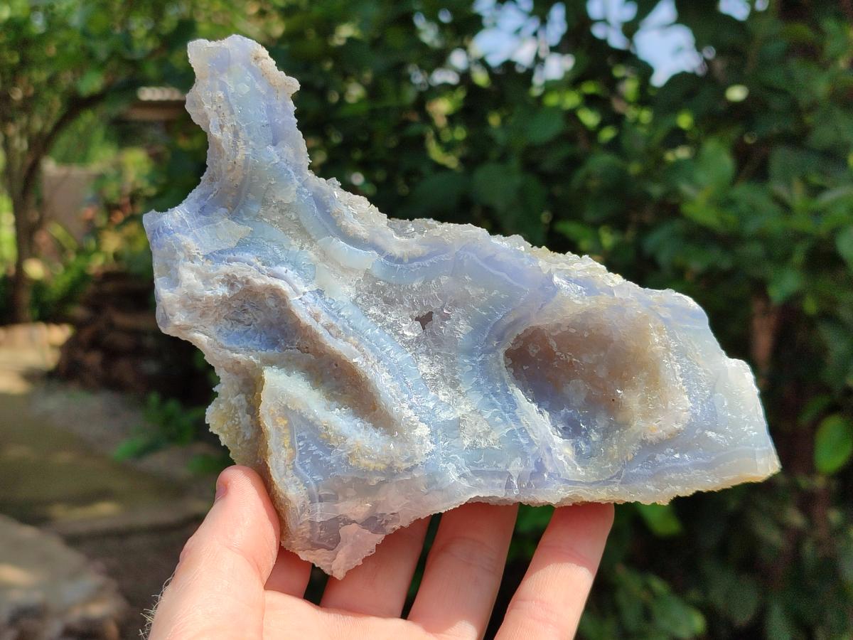 Natural Large Etched Blue Chalcedony Geode Specimens x 2 From Nsanje, Malawi - Toprock Gemstones and Minerals 