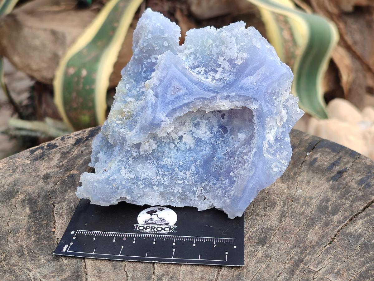 Natural Large Etched Blue Chalcedony Geode Specimens x 2 From Nsanje, Malawi - Toprock Gemstones and Minerals 