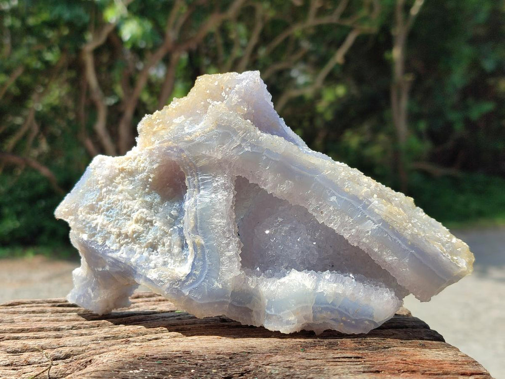 Natural Large Etched Blue Chalcedony Geode Specimens x 2 From Nsanje, Malawi - Toprock Gemstones and Minerals 