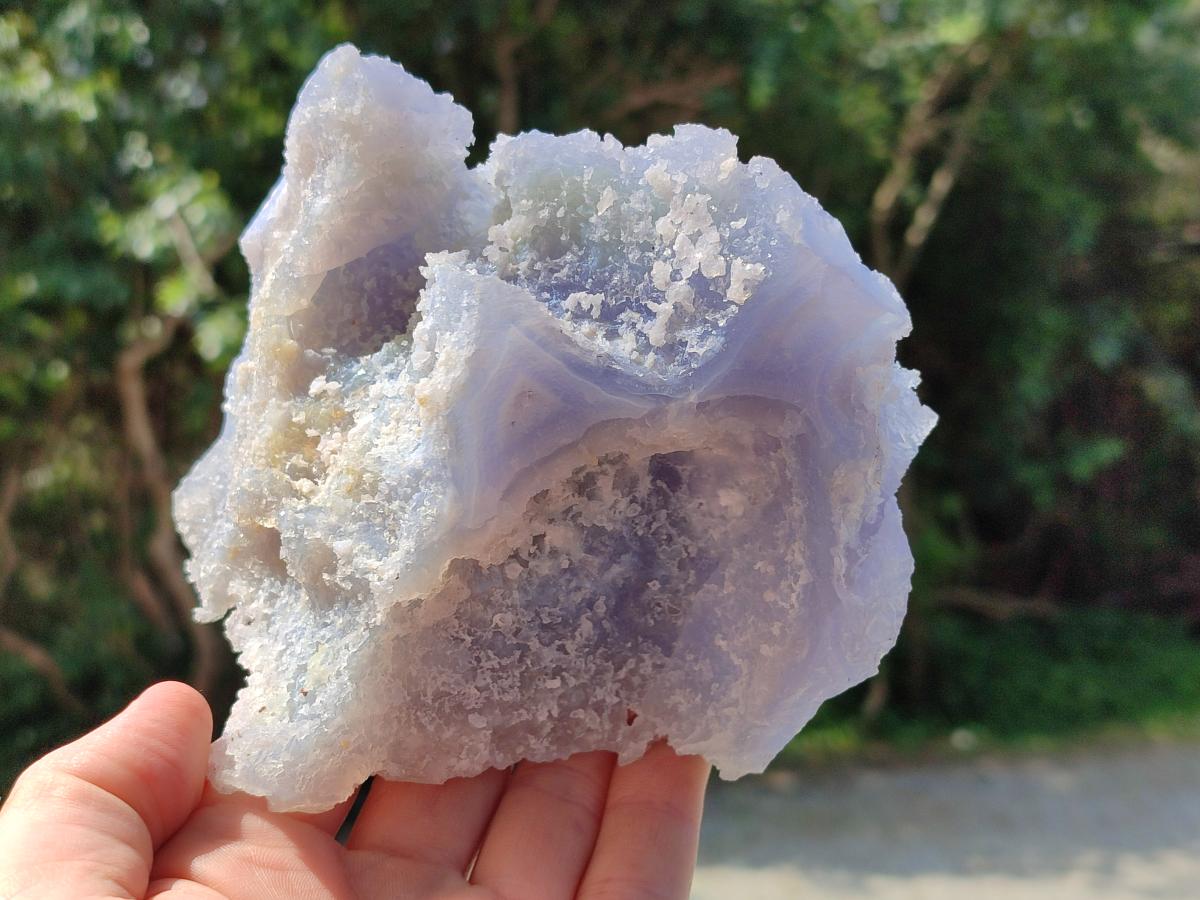 Natural Large Etched Blue Chalcedony Geode Specimens x 2 From Nsanje, Malawi - Toprock Gemstones and Minerals 