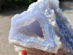 Natural Large Etched Blue Chalcedony Geode Specimens x 2 From Nsanje, Malawi - Toprock Gemstones and Minerals 