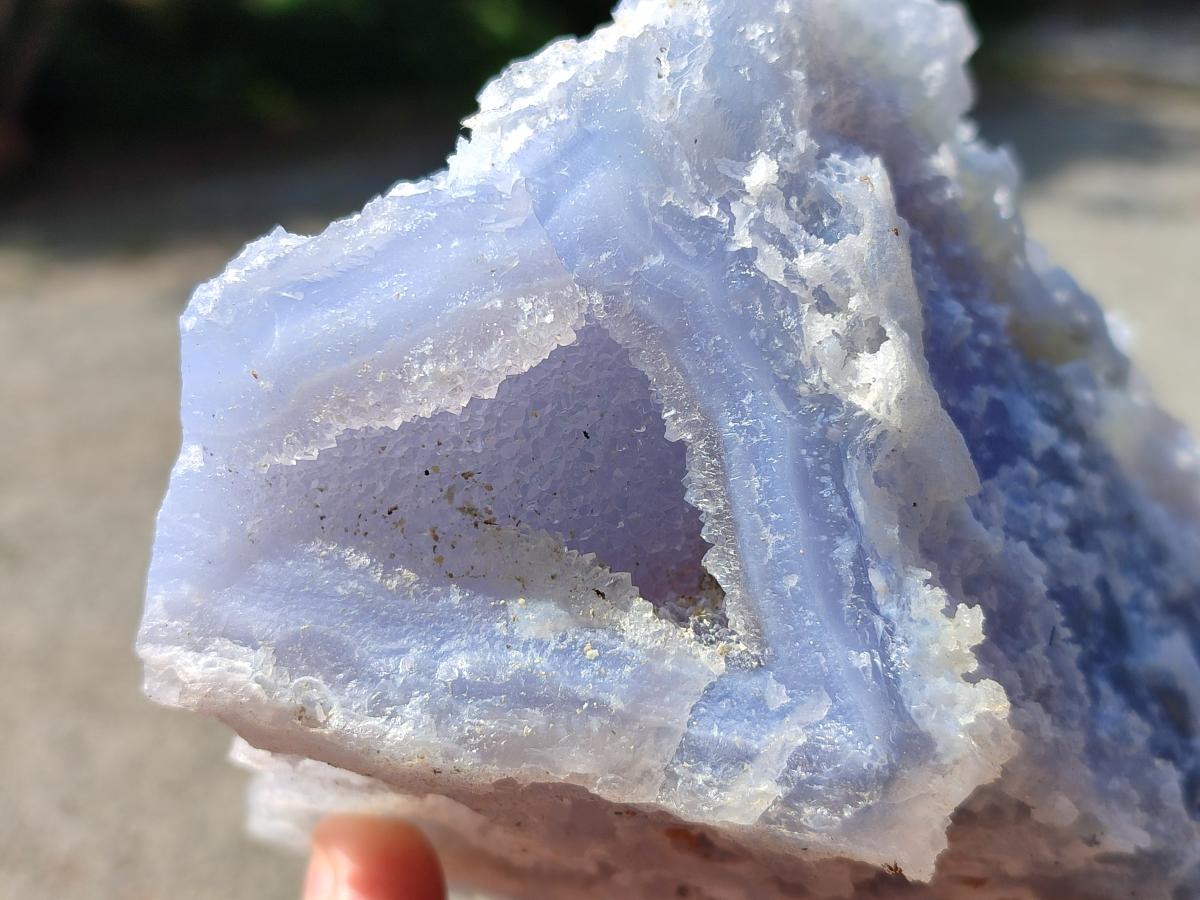 Natural Large Etched Blue Chalcedony Geode Specimens x 2 From Nsanje, Malawi