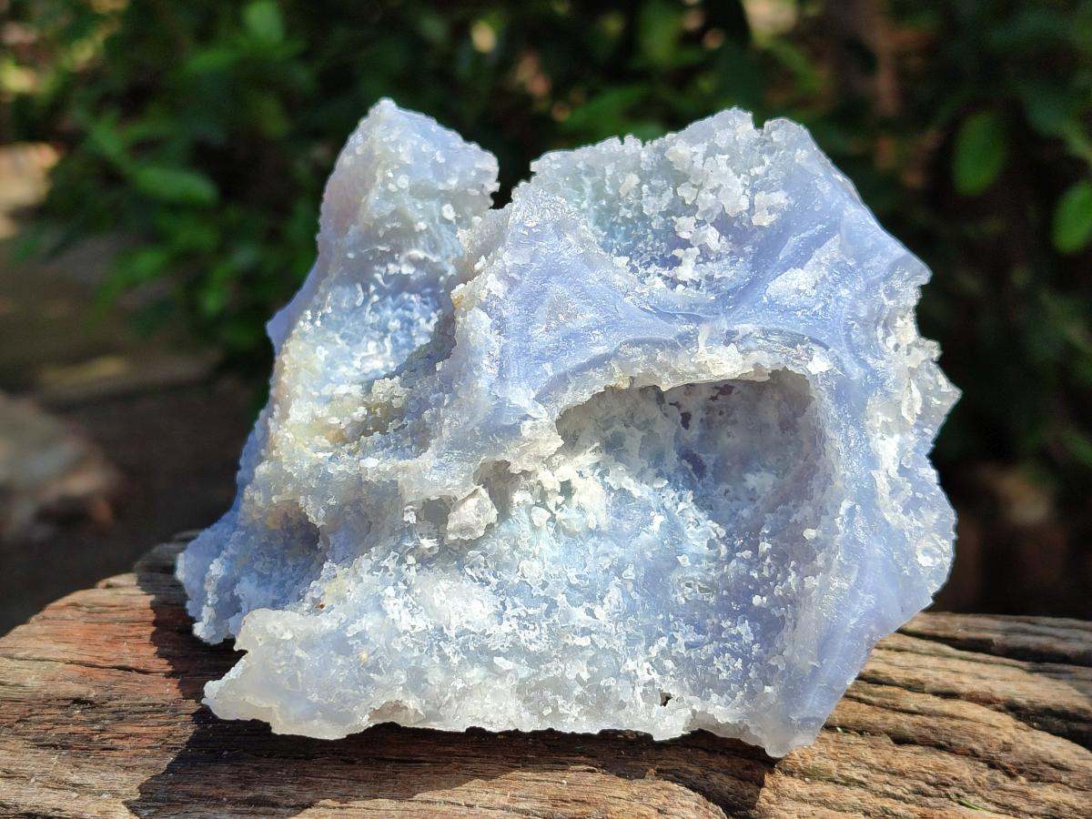 Natural Large Etched Blue Chalcedony Geode Specimens x 2 From Nsanje, Malawi - Toprock Gemstones and Minerals 