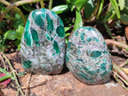 Polished Emerald Mica 'Mutokolite' Standing Free Forms x 4 From Mutoko, Zimbabwe