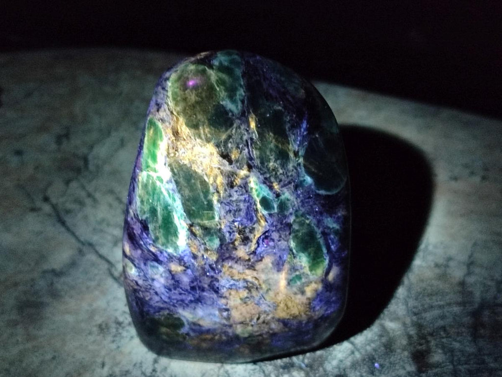 Polished Emerald Mica 'Mutokolite' Standing Free Forms x 4 From Mutoko, Zimbabwe