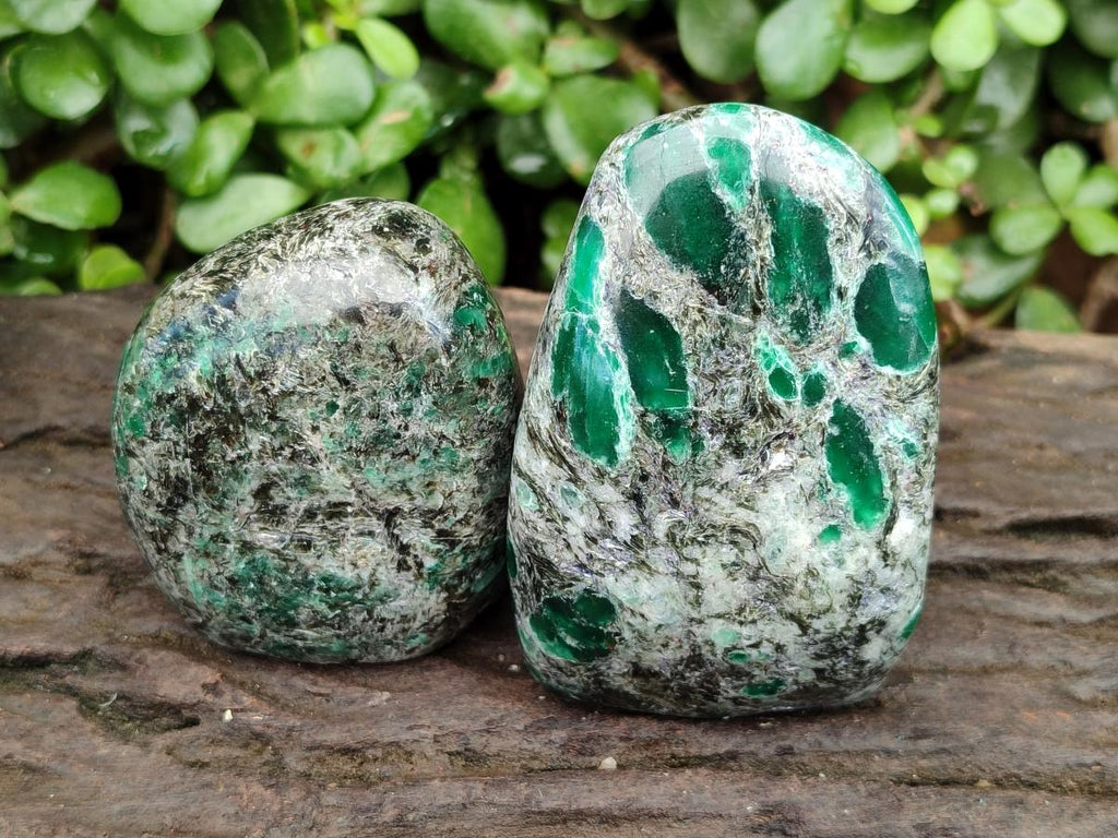 Polished Emerald Mica 'Mutokolite' Standing Free Forms x 4 From Mutoko, Zimbabwe