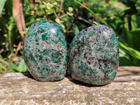 Polished Emerald Mica 'Mutokolite' Standing Free Forms x 4 From Mutoko, Zimbabwe